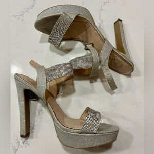 I.Miller Silver Jeweled/Glitter Strappy Heels - Women’s Size 8M